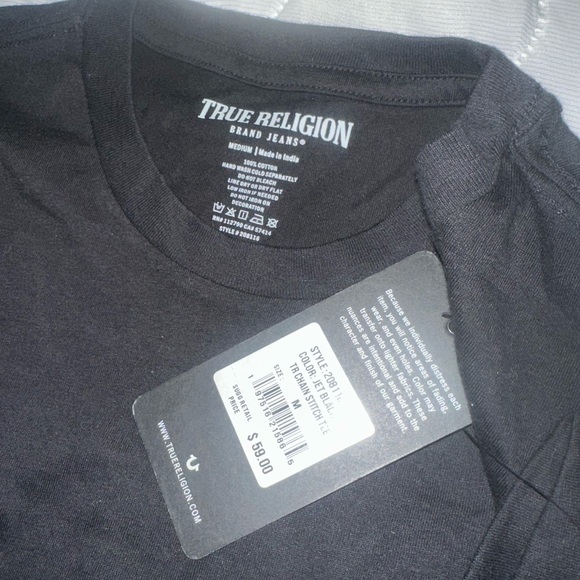 True Religion Black T-Shirt size M - Picture 3 of 3